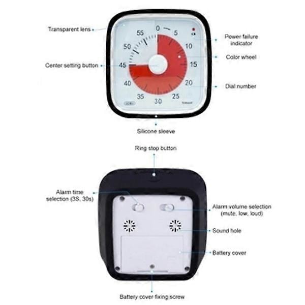 Visuel Timer 60min - klasseværelse skole for børn Sort Sort