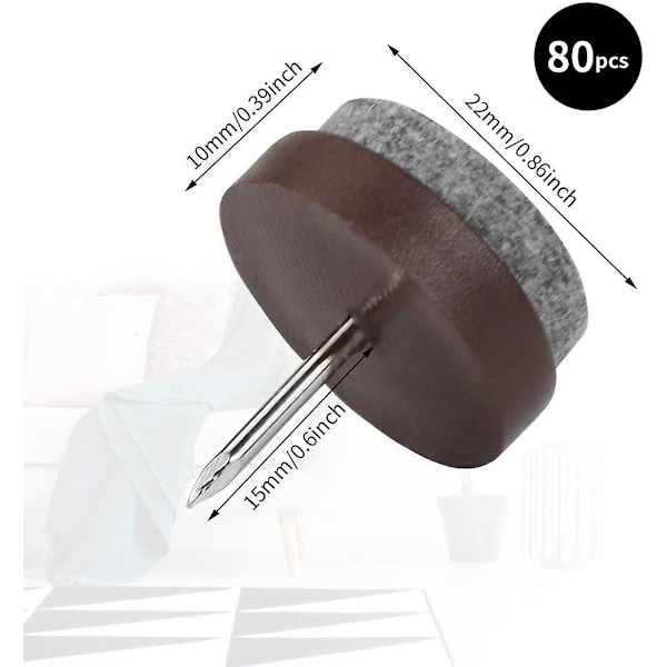 Stol glidare med spik, 80 möbel glidspik brown