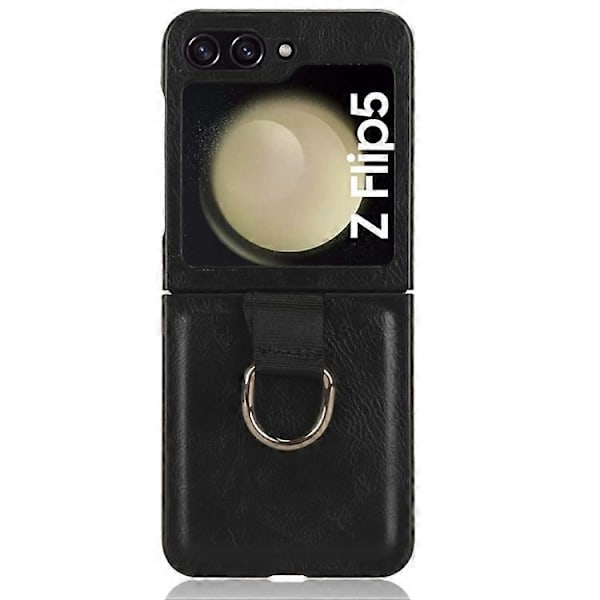 Til Samsung Galaxy Z Flip5 Ring PU Læder PC Mobiltelefon Cover