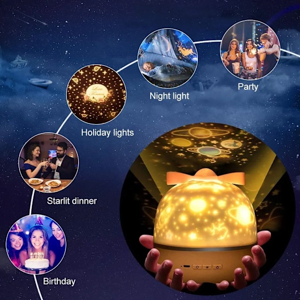 LED nattlampe, stjernehimmelprojeksjonslampe, babystjernelys
