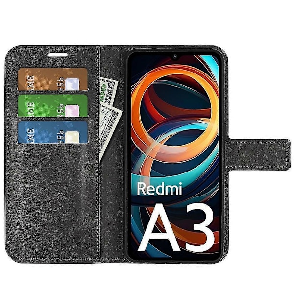 Til Xiaomi Redmi A3 PU Læder Etui Magnetisk Lukning Tegnebog Telefon Cover - Gul