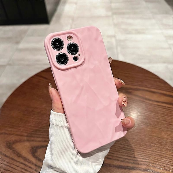 För iPhone 16 mobilskal Apple 13/14 personligt skrynkel mobilskal 12 anti-fall 7/8 mjukt skal iPhone16pro rosa