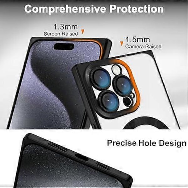 Starkt Magnetiskt Skal för iPhone 16 Pro Max Skal Transparent Kompatibelt med Magsafe Skydd Kamerlinsskydd Skyddande Icke-Gulnande Elektropläterad Mjuk