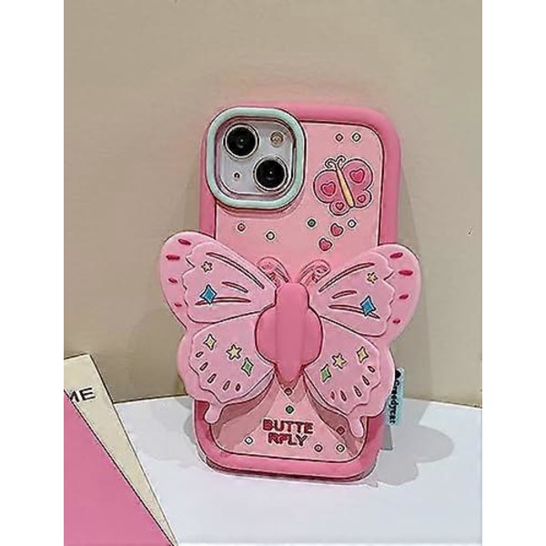Vaaleanpunainen perhoskuori, yhteensopiva iPhone 14 Pro Maxin kanssa