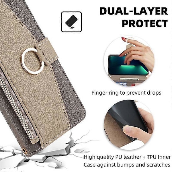 Fodral med Ställ och Rem för iPhone 12/12 Pro PU Läder Plånbok Telefonskal Kortfack