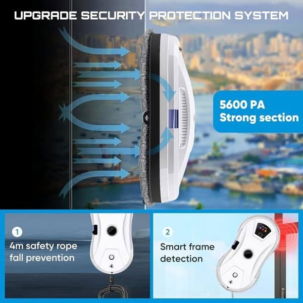 Fönsterputsrobot - 5600Pa - Ultraljudsspray - 10 rengöringsdukar White