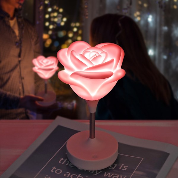 3D Rose Formet USB Genopladelig Touch Natlampe 3 Indstillinger