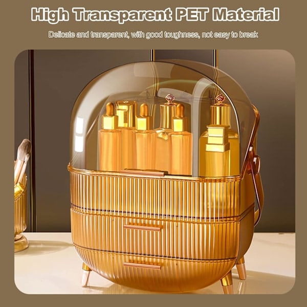 Retro Serie Multifunktionel Makeup Taske Støvtæt Kosmetik Opbevaringsboks, Opbevaringsboks til Hjemmekontor. guld gold