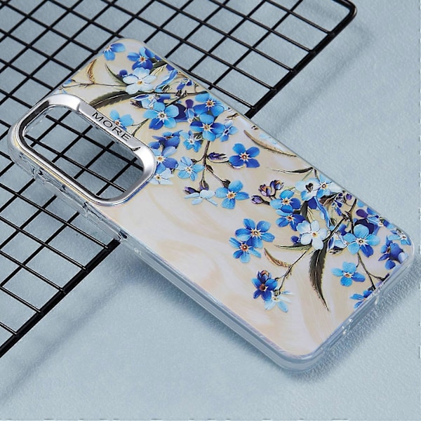 Skal för Samsung Galaxy S25 PC TPU Skyddande Mobilskal Lasergraverat Blommönster - AH2
