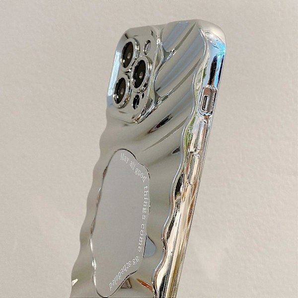 Aaltokuvioinen galvanointi TPU-kotelo akryylipeilillä iPhone 15 Pro Max -puhelimelle