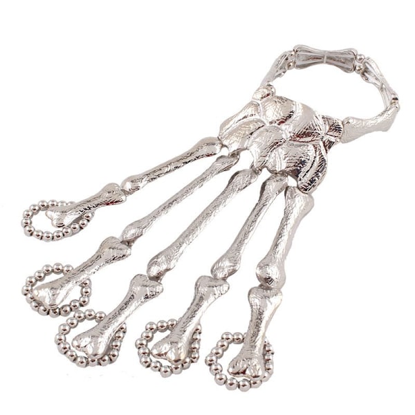 Halloween Kraniefinger Armbånd Skelet Ring Armbånd Gotisk silver