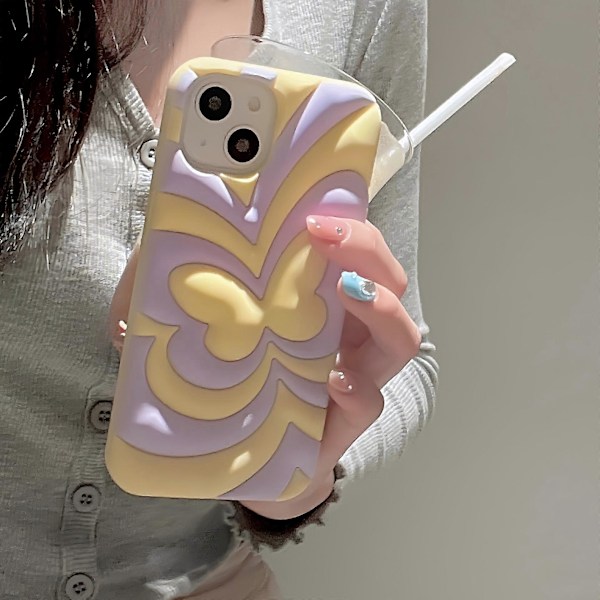 Färgglatt uppblåsbar fjäril silikon iPhone 11 skal