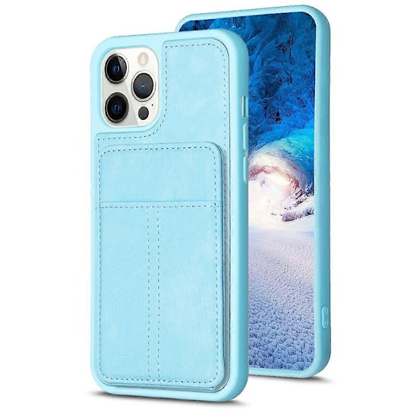 iPhone 15 Pro Max -puhelimen mattapintainen suojakotelo, jossa on korttipidike ja jalusta, PU-nahkaa + TPU-puhelinkuori