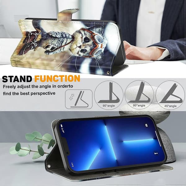 För iPhone 14 Plus 3D-målat Läder Telefonfodral