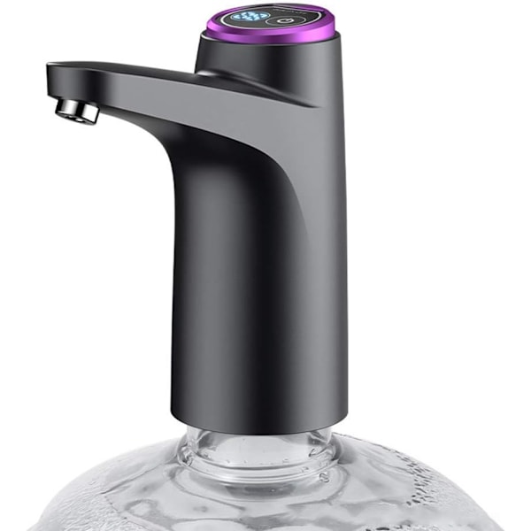 Elektrisk vattenpumpsdispenser, USB-laddning vattenpumpsdispenser för flaska, för universalflaska, portabel vattenpumpsdispenser för inomhus och utomhusbruk (Svart)