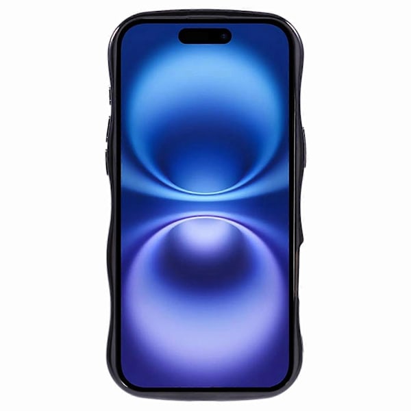 iPhone 16 -kotelo kiharakehyksellä, TPU-puhelinkuori, leopardikuvioinen glitteri - musta
