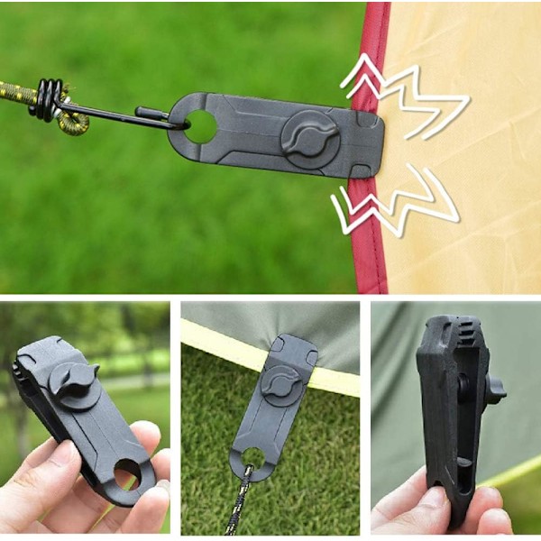 10-pack Tarpklämmor Tältklämmor, Tarpkrokar Vindklämmor (Svart)