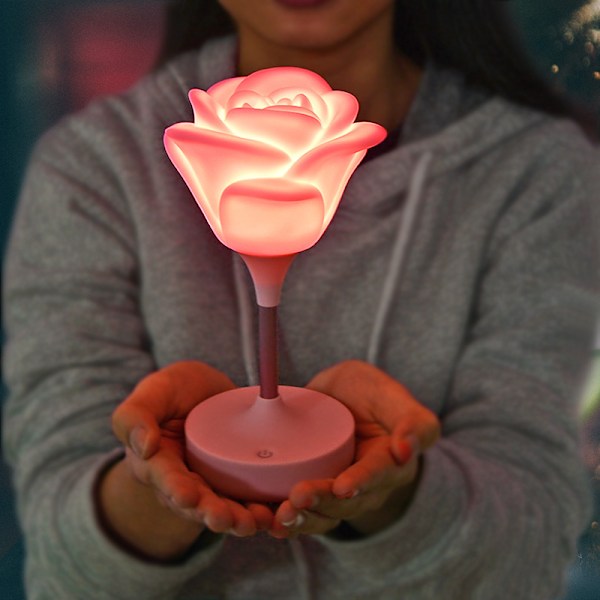 3D Rose Formet USB Genopladelig Touch Natlampe 3 Indstillinger