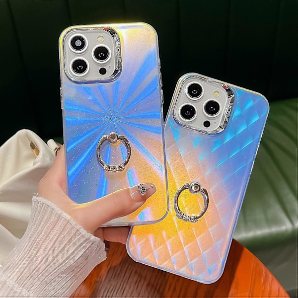 iPhone 13 Pro IMD -sähköpinnoitettu puhelinkotelo PC+TPU -matkapuhelinkuori jalustarenkaan pidikkeellä