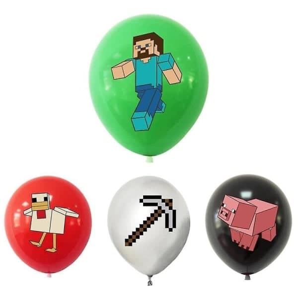 Minecraft Tema Gratulerer med dagen Sett Dekor Tilbehør Banner Pull Flagg Kake Toppers Kit null ingen