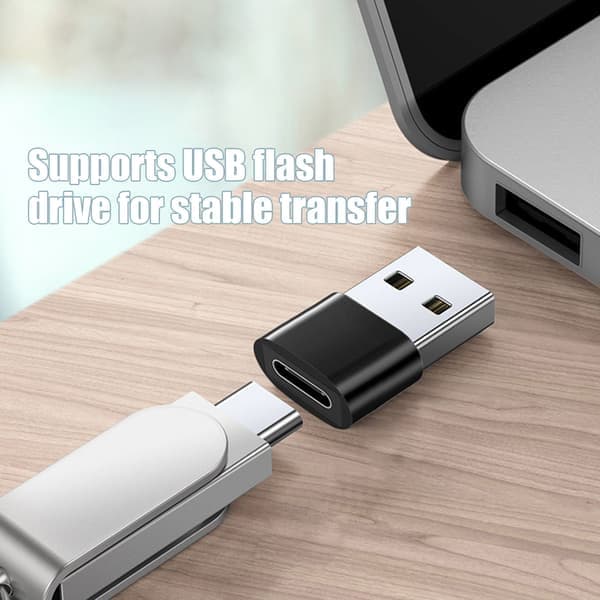 INF 2 kpl USB-C–USB-sovitin tiedonsiirtoon ja lataukseen, musta Sort