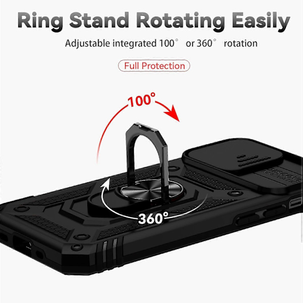 Skal med Skjutbart Kameralinsskydd och Hållare för iPhone 14 Pro Max