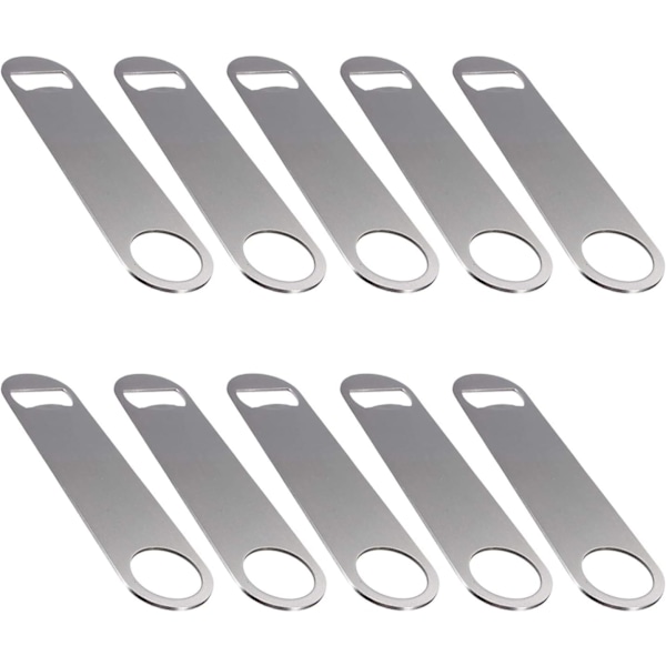 10 st Ölflasköppnare, Platt flasköppnare i rostfritt stål med belagt handtag (Silver)