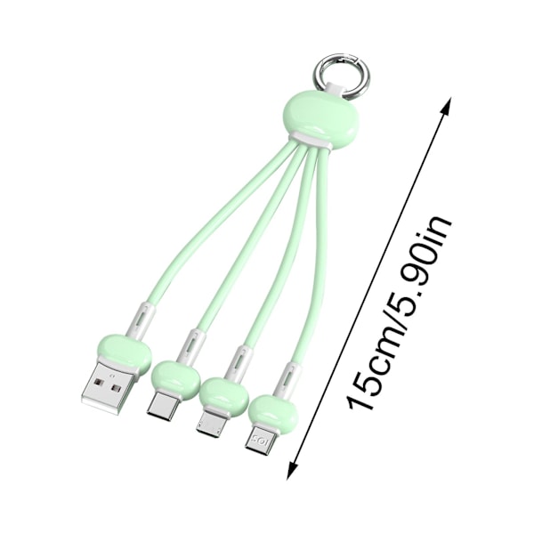 Avaimenperä 3-in-1 USB-pikalatauskaapeli, puhelimen laturi green
