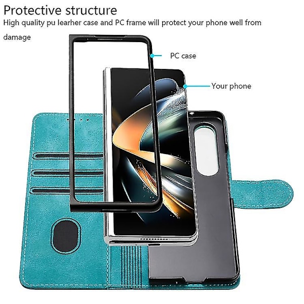 För Samsung Galaxy Z Fold5 Linjemönster Hudkänsla Läder Telefonfodral