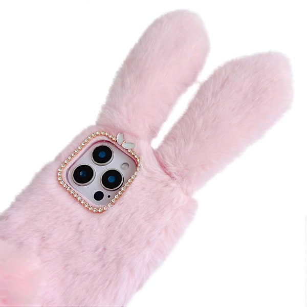 For iPhone 16 Pro Max Deksel Kaninører Furry Myk Varm TPU Telefondeksel