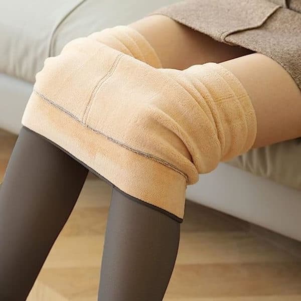 Varme, elastiske termoleggings til kvinder - fleeceforede bukser (gennemsigtig sort)