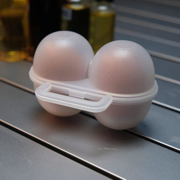 Ägghållare med 2 Fack, Äggförvaringslåda i Plast Stötsäkert Skydd, Bärbar Äggbricka Dispenser