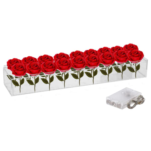 Transparent akrylvas med rektangulärt blomstercentrum