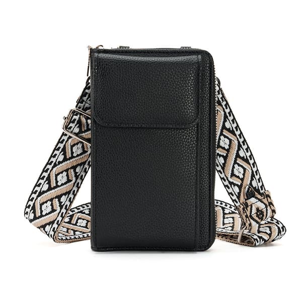 Dame Skuldertaske Crossbody Mobiltelefontaske Sort Sort