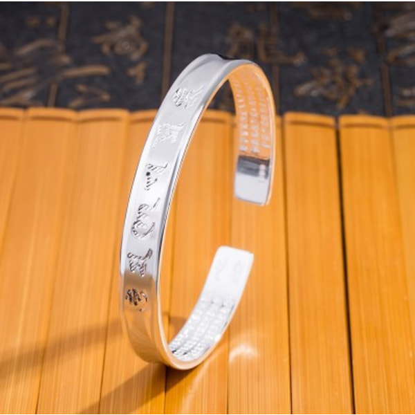 Seks Tegn Sandhed Hjerte Sutra Retro Armbånd Sølv Smykker