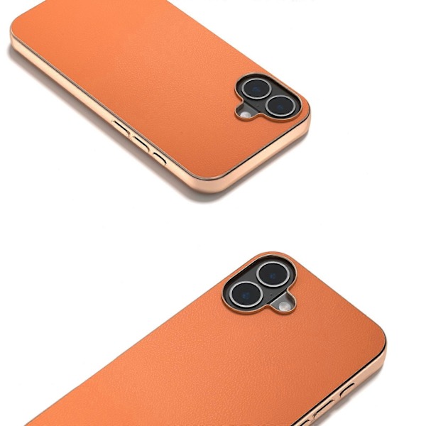 PU Läder Pläterad Ram Telefonfodral För iPhone 16 Plus