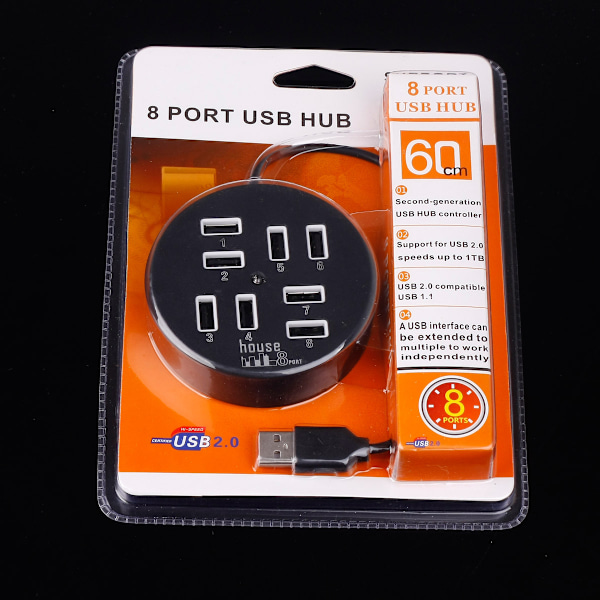Hub Cirkelformet Multiport Splitter Oplader Adapter black