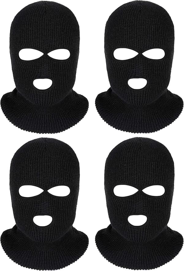 4-pack 3-håls hel ansikts skidmask vinterhatt varm stickad hel ansikte