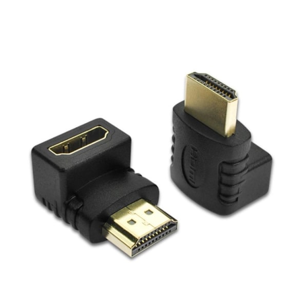 2 stk. 90 Graders HDMI Adapter - Vinklet HDMI Adapter Sort