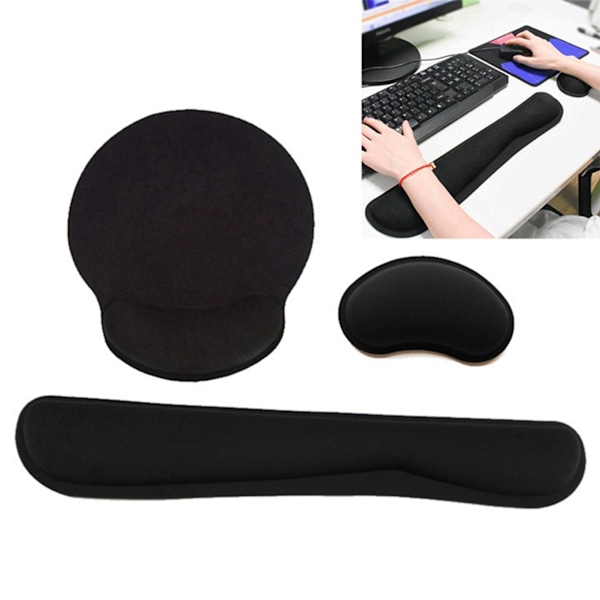 3-pack handledsstöd för tangentbord, handledsstöd, kudde och musmatta