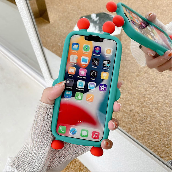 iPhone 13 Pro Max Kawaii Skal 3D Tecknad Söt Robot Skal Mjukt Silikon Unikt Roligt Skyddsfodral för Kvinnor Flickor Slimmad Passform