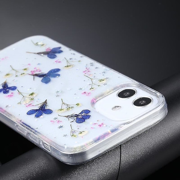 Til Iphone 12 Mini Gypsophila Blomster Mønster Tpu Beskyttelsesetui (blå)