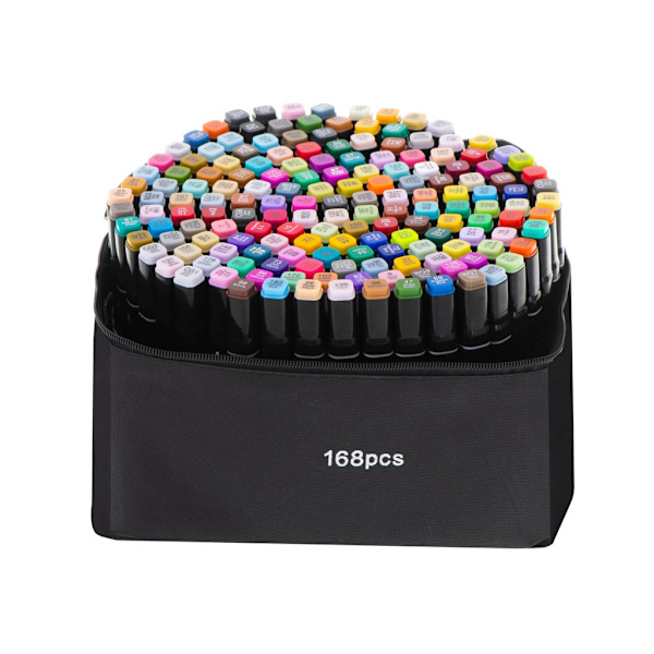 168-Pack Marker Pens with Case - Colouring Pens Double Sided Pens Multicoloured