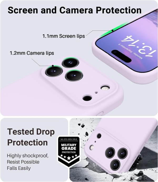 Magnetiskt Skal för iPhone 17 Pro Max, Kompatibelt med Magsafe, Klassiskt Flytande Silikonskal, Anti-Repa Mikrofiberfoder, Lila Mauve nuage iPhone 17 Pro Max