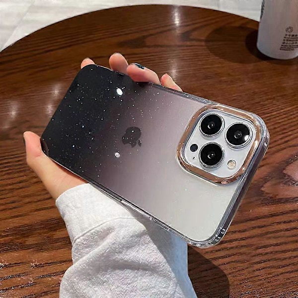 Til iPhone 16 mobiltelefon cover Apple 15 hårdt cover 14promax fuld pakke transparent gradient beskyttelsescover iPhone16 sort