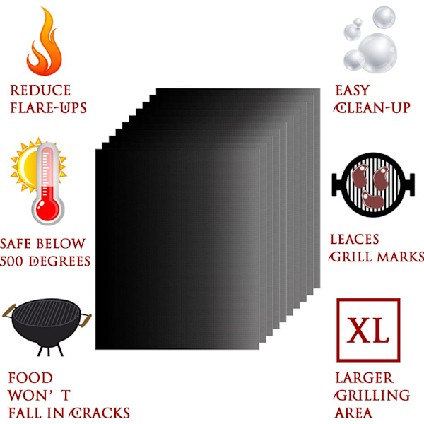 10 nonstick grillmåtter til grillning op til 500°F