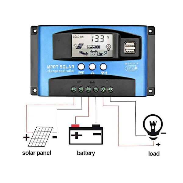 MPPT solarkontroller 100a 12V/24v solcelleanlæg opladning og afladning LED gadelys intelligent styring