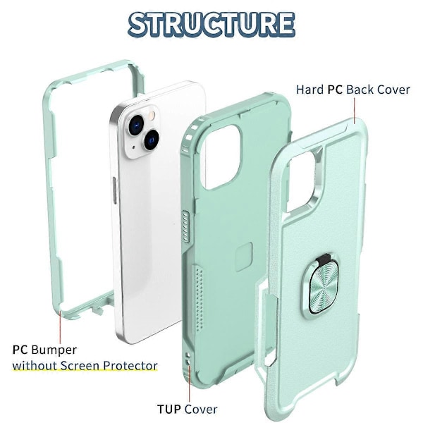 3 i 1 Ring Holder Telefoncover til iPhone 14