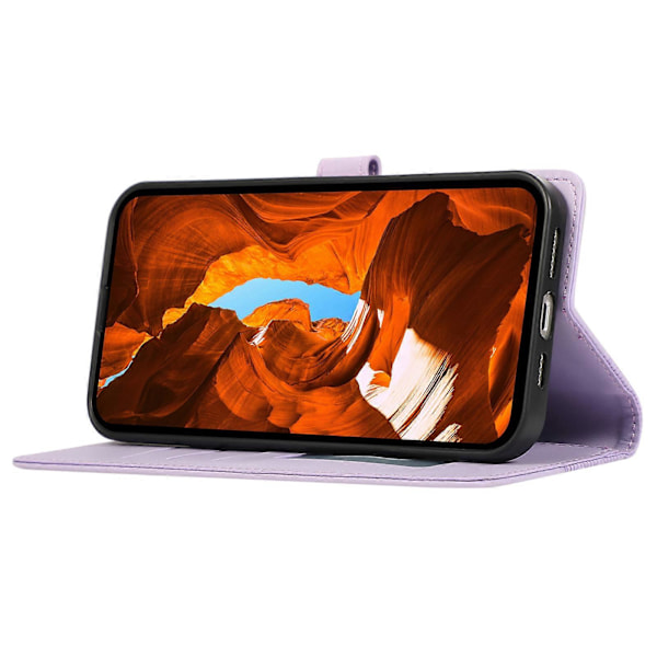 Til iPhone 15 Pro Etui Splejset Præget Rombe Stødsikkert Læder Telefoncover