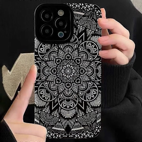 Skal för iPhone 16 Pro Max Mörkt Totem Mönster PU Läder+TPU Baksida